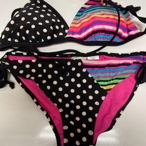 2 piece black and white polka dot bikini size m